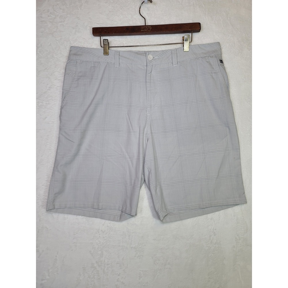 O'Neill Mens Grey Glen Plaid Hybrid Walk Shorts Golf Size 38 Casual Summer Beach